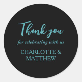 Adesivo Redondo Vinheta redonda turquesa e castigo preto