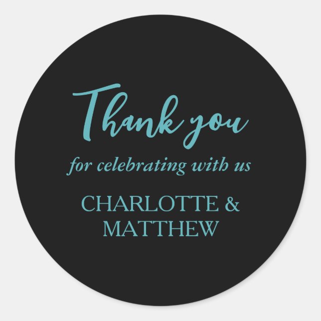 Adesivo Redondo Vinheta redonda turquesa e castigo preto (Frente)