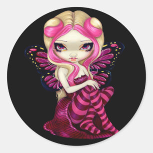 Adesivo Redondo Vinheta "Relâmpago Rosa"