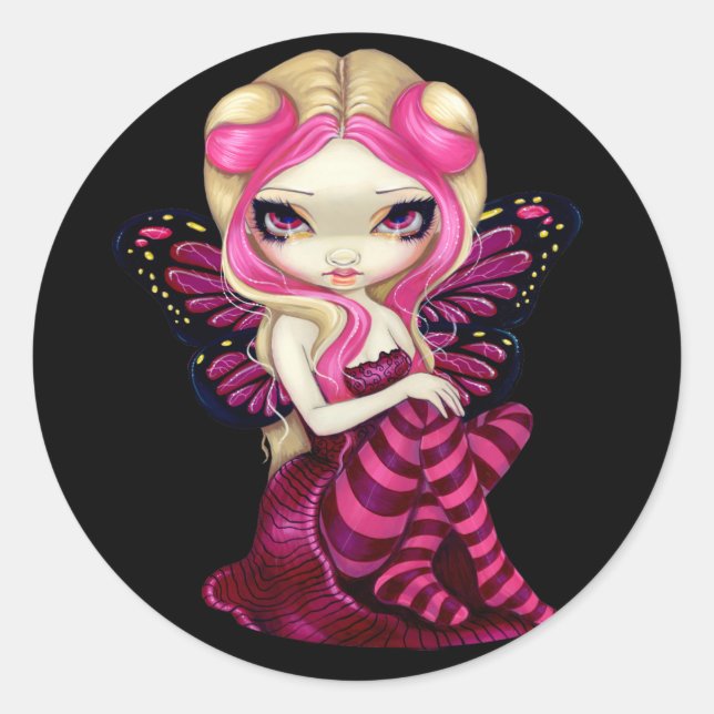 Adesivo Redondo Vinheta "Relâmpago Rosa" (Frente)