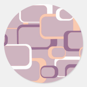 Adesivo Redondo Vinheta Retro Quadrada Rosa e Púrpura