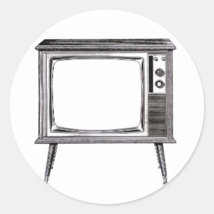 Adesivo Redondo Vinheta Retro Televisiva