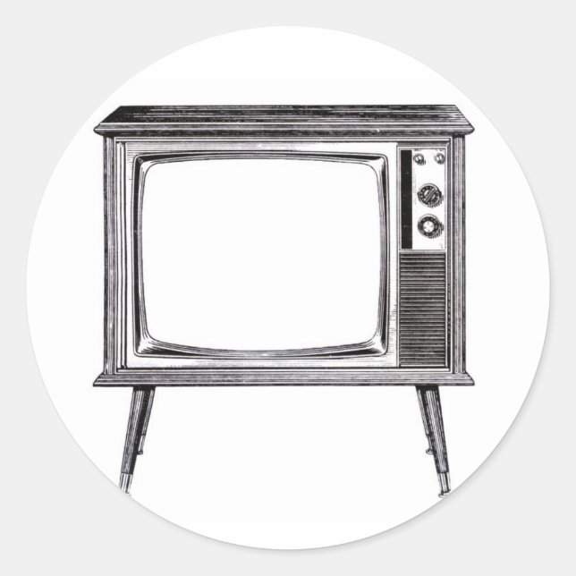 Adesivo Redondo Vinheta Retro Televisiva (Frente)