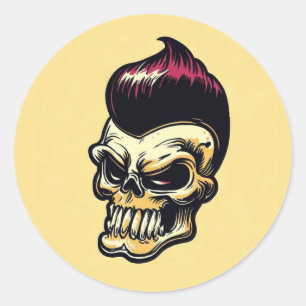 Adesivo Redondo Vinheta 'ROCKABILLY SKULL'