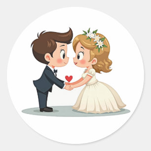 Adesivo Redondo Vinheta Romântica de Dança de Casamento