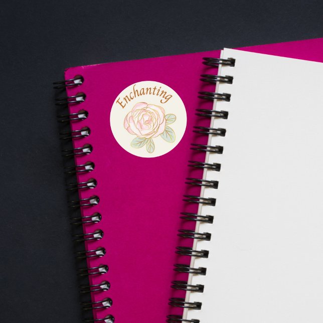 Adesivo Redondo Vinheta Rosa de entalamento (Criador carregado)