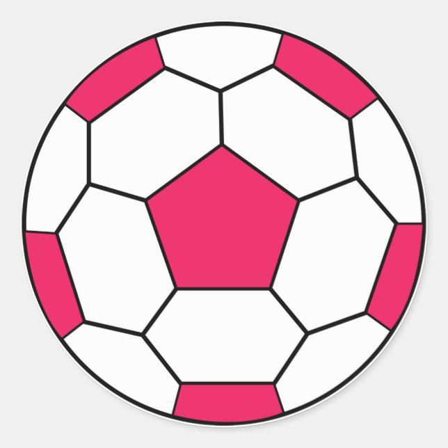Adesivo Redondo Vinheta rosa de esfera de futebol (Frente)