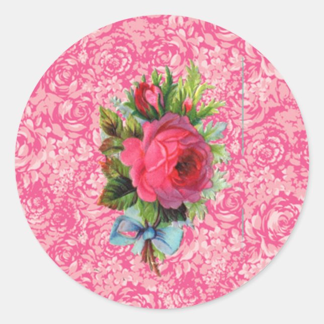 Adesivo Redondo Vinheta Rosa de Natal (Frente)