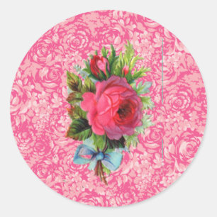 Adesivo Redondo Vinheta Rosa de Natal