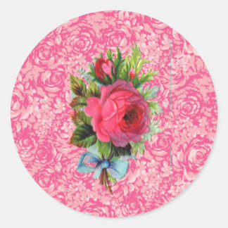 Adesivo Redondo Vinheta Rosa de Natal