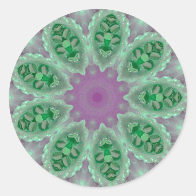 Adesivo Redondo vinheta rosa e verde bonito (Frente)