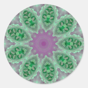 Adesivo Redondo vinheta rosa e verde bonito