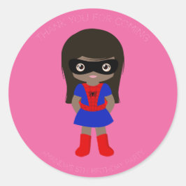 Adesivo Redondo Vinheta Rosa-Festa de aniversario de meninas das C