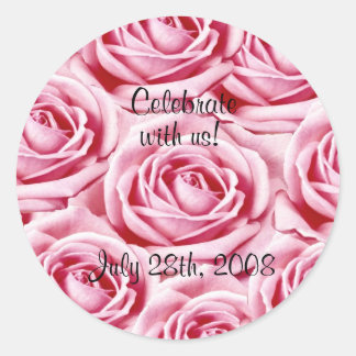 Adesivo Redondo Vinheta Rosa Rosado