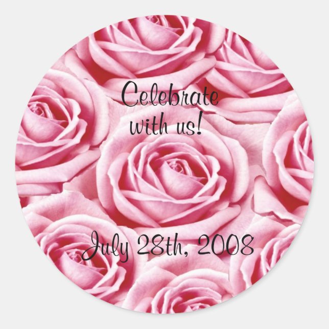 Adesivo Redondo Vinheta Rosa Rosado (Frente)