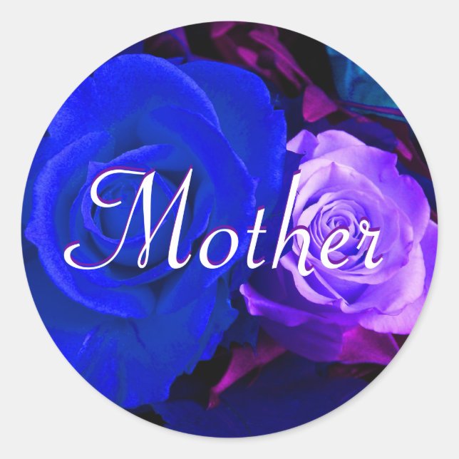 Adesivo Redondo Vinheta Rosa Roxo-Mãe (Frente)