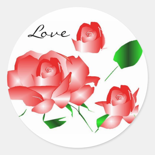 Adesivo Redondo Vinheta "Rosa vermelha rosa que amo" (Frente)