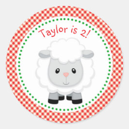 Adesivo Redondo Vinheta/Rótulo (Animais de Criação em Vermelho)