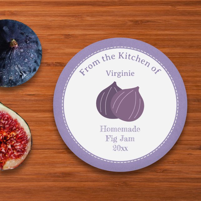 Adesivo Redondo Vinheta Rótulo de Gelado Russo Kraft (Kraft Rustic Fig Jam Label Sticker)