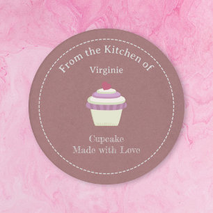 Adesivo Redondo Vinheta Rótulo do Cupcake Kraft & Russo