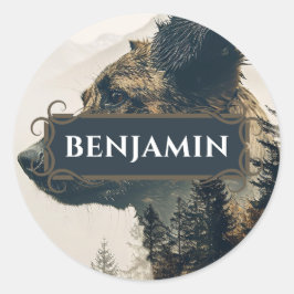 Adesivo Redondo Vinheta Rótulo do Nome Russo do Cão