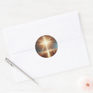 Adesivo Redondo Vinheta Rótulo Espiritual Radiante