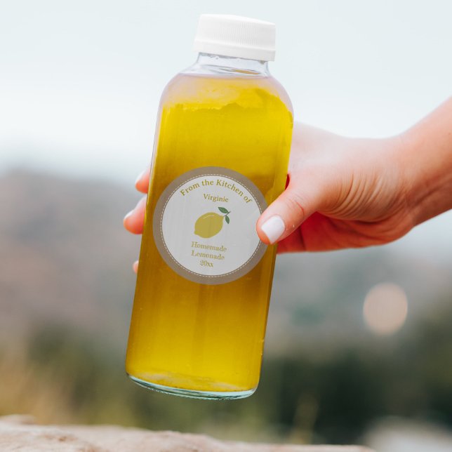 Adesivo Redondo Vinheta Rótulo Kraft Rustic Jam, Lemon ou Lemonade (Kraft Rustic Jam, Lemon or Lemonade Label Sticker)