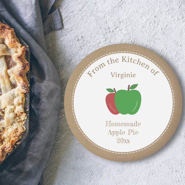 Adesivo Redondo Vinheta Rótulo Rótulo da Maçã Rústica (Rustic Apple Pie Label Sticker)