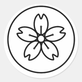 Adesivo Redondo Vinheta Sakura dentro de um círculo