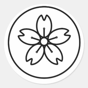 Adesivo Redondo Vinheta Sakura dentro de um círculo