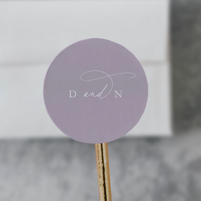Adesivo Redondo Vinheta-sela de envelope de casamentos roxos Elega (Elegant Charm Purple Wedding Envelope Seal Sticker)