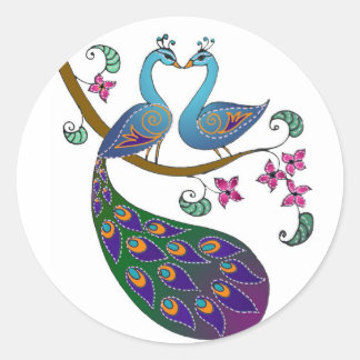 Adesivo Redondo Vinheta-selante de envelope de peacock-peahen - ka