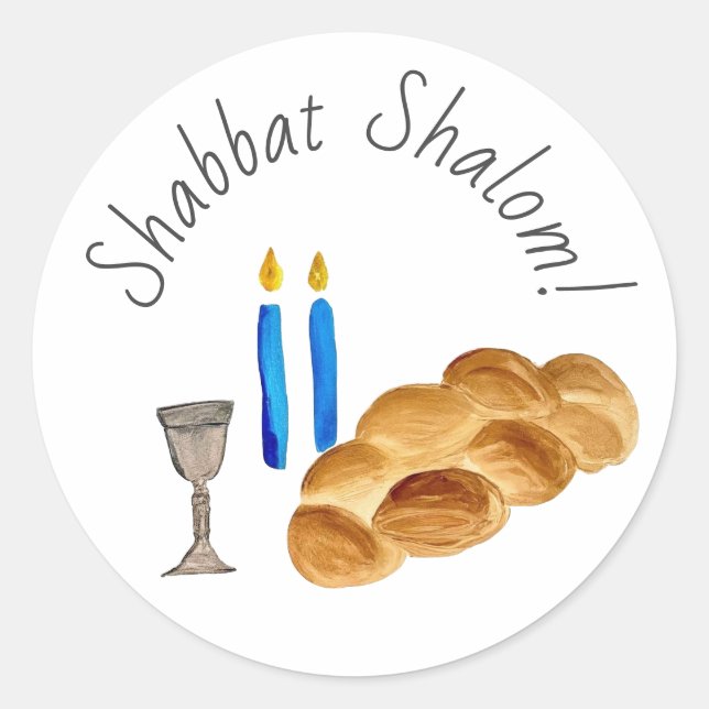 Adesivo Redondo Vinheta Shalom Shabbat (Frente)