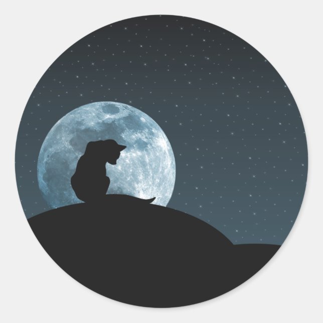 Adesivo Redondo Vinheta Silhouette Cat (Frente)