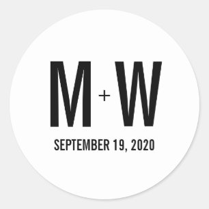 Adesivo Redondo Vinheta Simples De Casamento De Tipografia