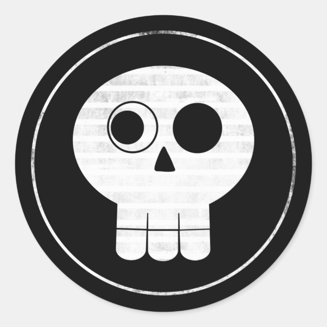 Adesivo Redondo Vinheta Skull 2 (Frente)