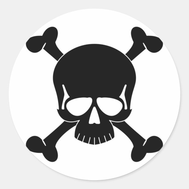 Adesivo Redondo Vinheta Skull & Crossbones (Frente)