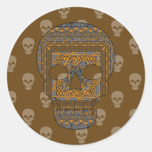 Adesivo Redondo Vinheta Skull do Halloween
