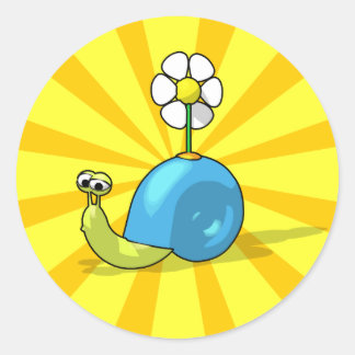 Adesivo Redondo Vinheta SNAIL SUNFLOWER