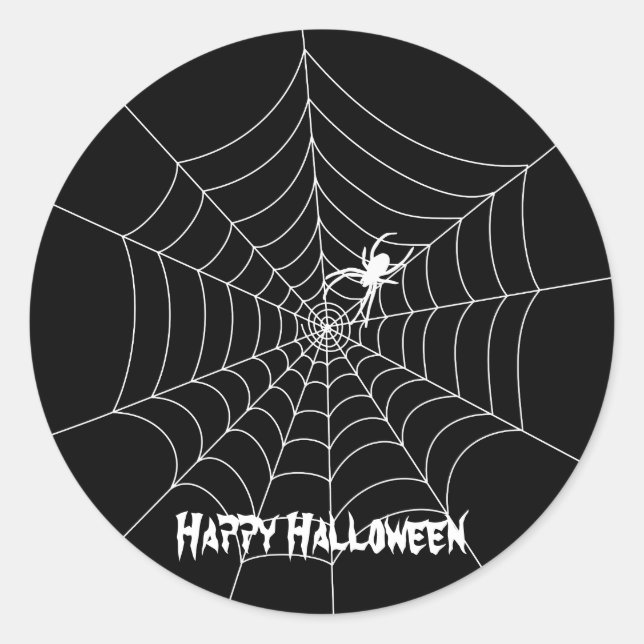 Adesivo Redondo Vinheta Spider Web Halloween (Frente)