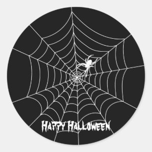Adesivo Redondo Vinheta Spider Web Halloween