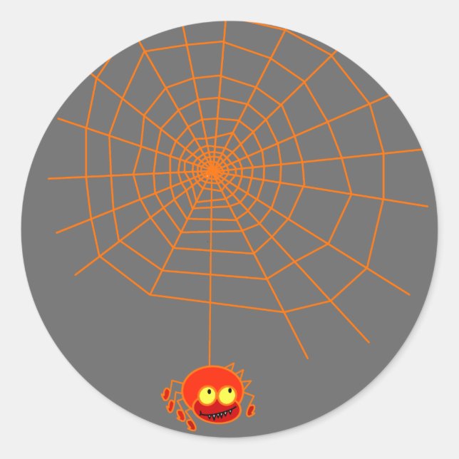 Adesivo Redondo Vinheta Spider Web Halloween (Frente)