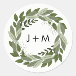Adesivo Redondo Vinheta Sprigs de Casamento