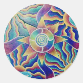 Adesivo Redondo Vinheta Sun Mandala em espiral