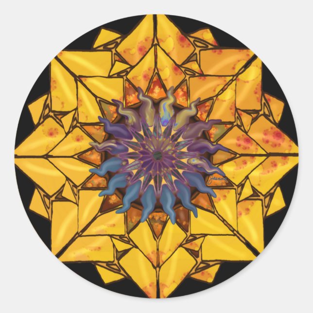 Adesivo Redondo Vinheta Sun Sunflower (Frente)