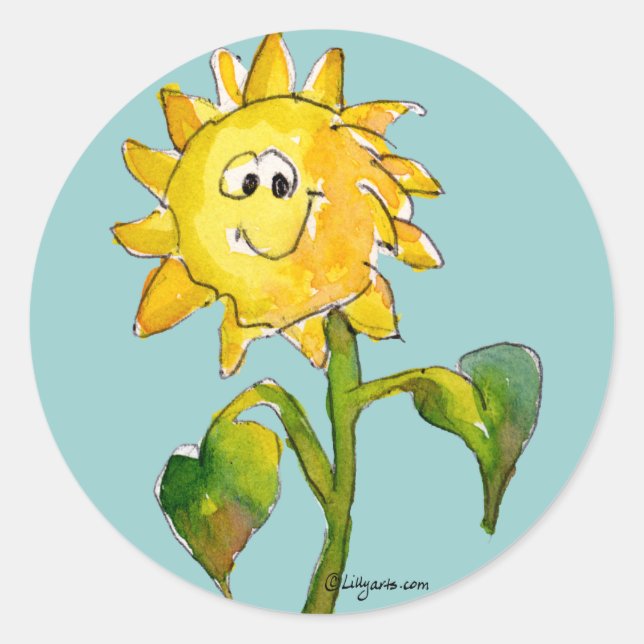 Adesivo Redondo Vinheta Sunflower Clipart 11 (Frente)