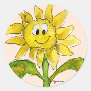 Adesivo Redondo Vinheta Sunflower Clipart 2