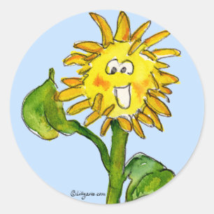 Adesivo Redondo Vinheta Sunflower Clipart 4