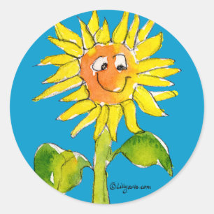 Adesivo Redondo Vinheta Sunflower Clipart 5