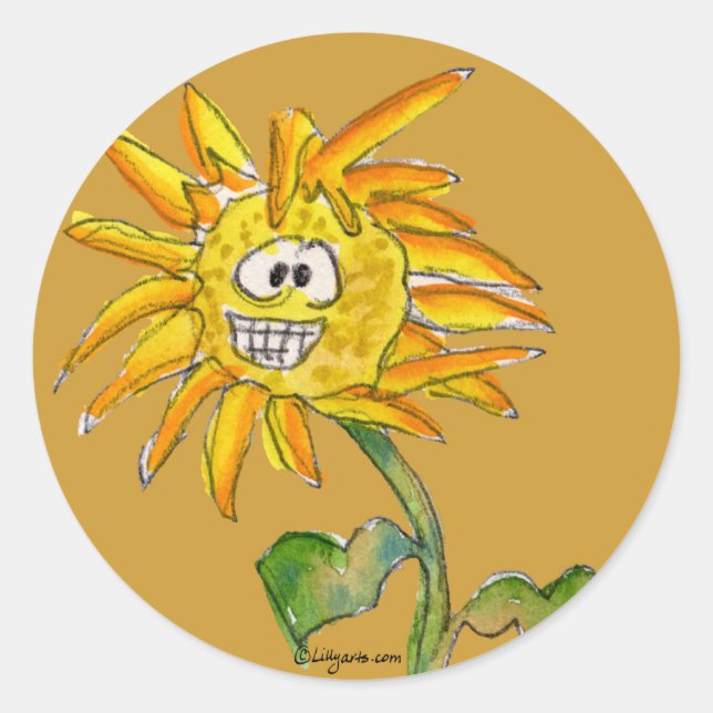 Adesivo Redondo Vinheta Sunflower Clipart 6 (Frente)